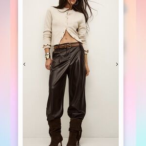 ba&sh faux leather pants ramy brown, Size: 40